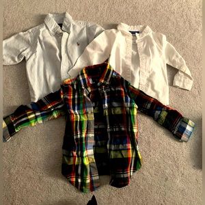 2T boys Ralph Lauren polo button downs. White one is off brand and 18 months.